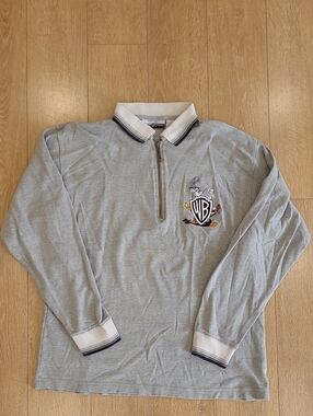 1996 Warner Bros. Studio Store Looney Tunes Polo Shirt Zip Long Sleeve